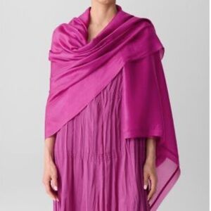 Eileen Fisher Washed Silk Scarf Grape